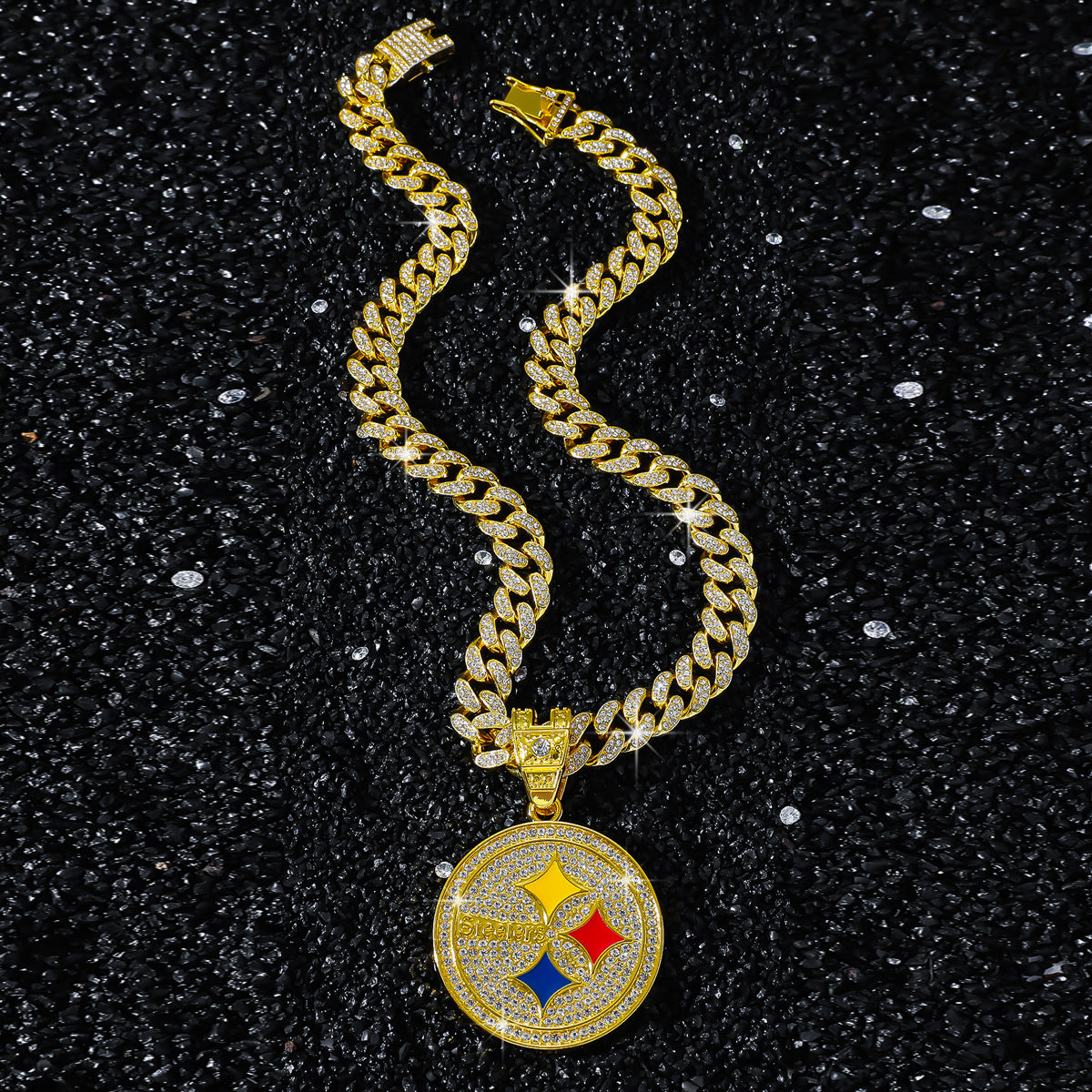 Pittsburgh Steelers gold-tone rhinestone necklace