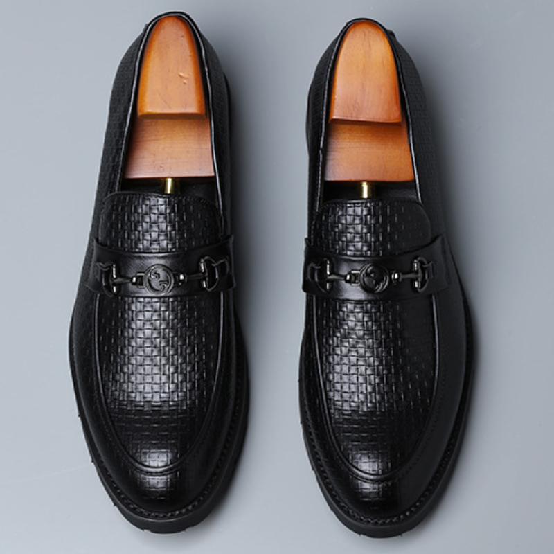 Italian hand-woven textured men's business shoes - Bellkmart