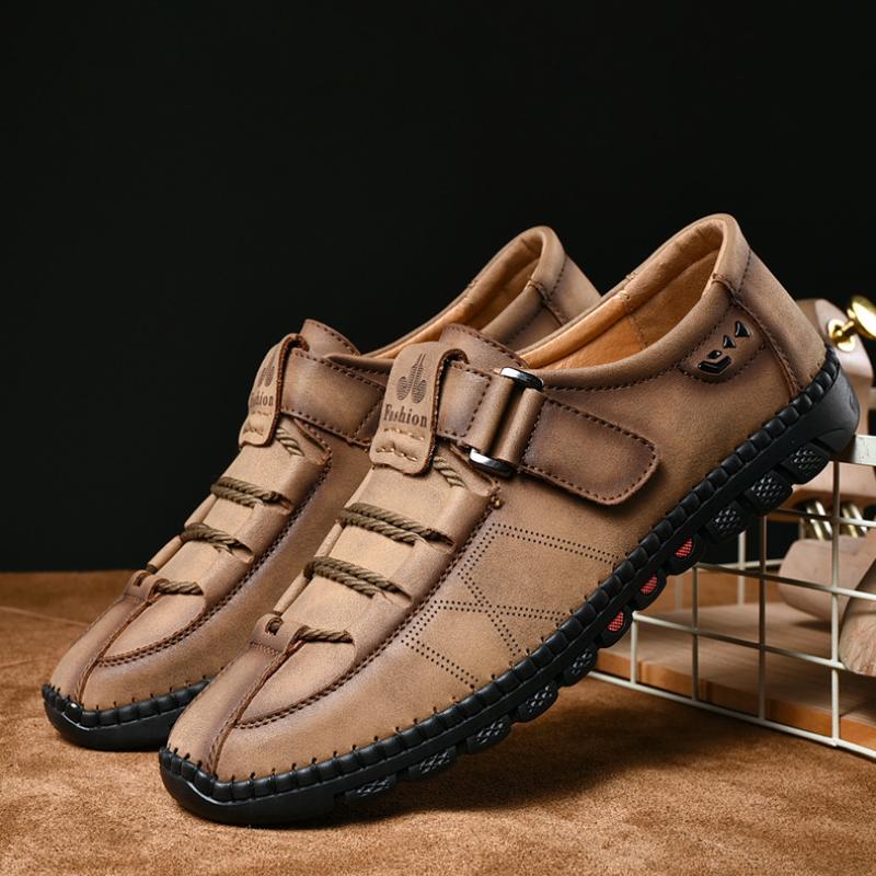 Handmade outdoor men's casual breathable leather shoes - Bellkmart