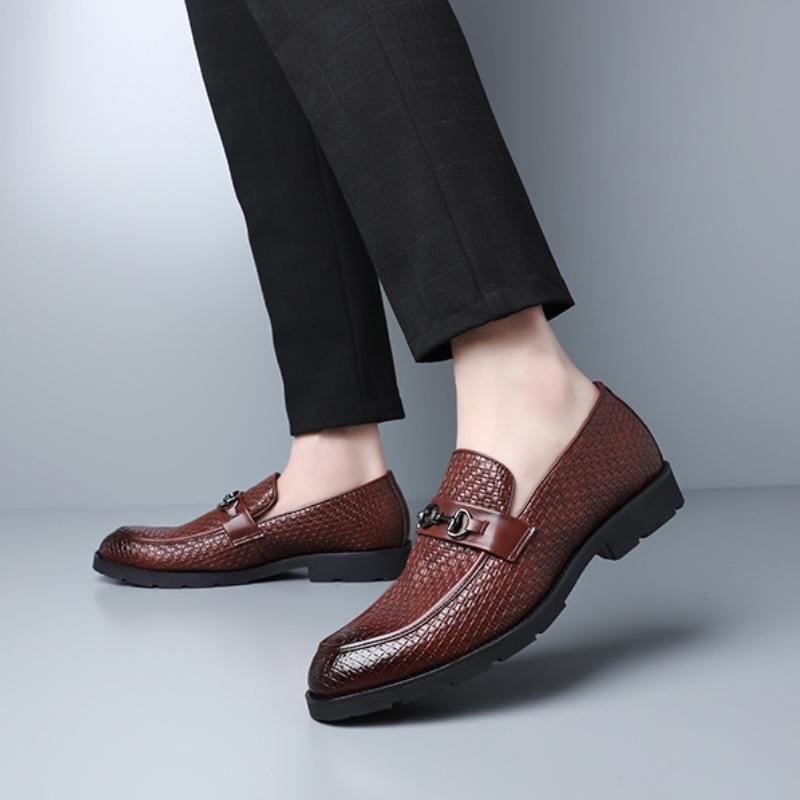 Italian hand-woven textured men's business shoes - Bellkmart