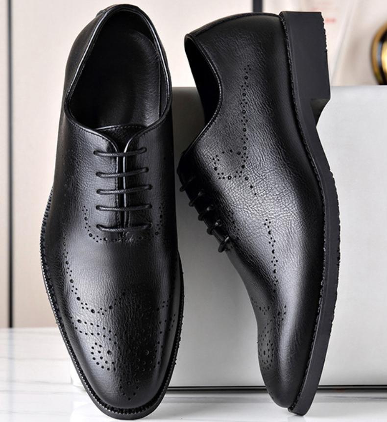 Italian handmade bullock breathable men's business banquet leather shoes - Bellkmart