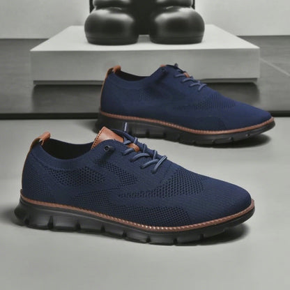 Black Sole Super Comfy breathable Orthopedic Mesh Sneakers For Wide Feet - Navy Blue