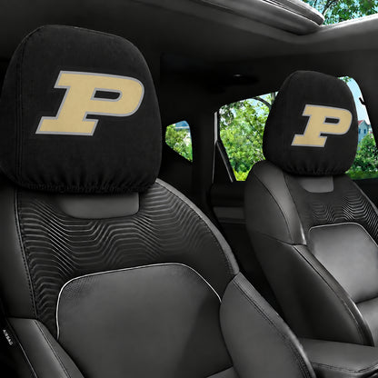 Purdue Boilermakers car headrest cover, Style 1 team design, installed in car