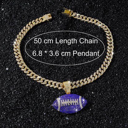 Purple American Football necklace size guide
