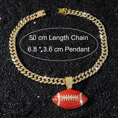 Red American Football necklace size guide