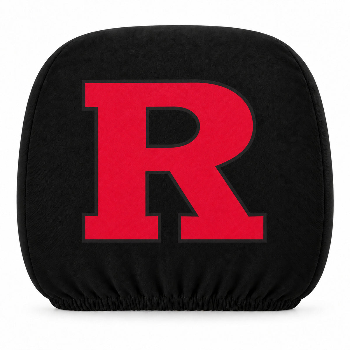 Rutgers Scarlet Knights car headrest cover, Style 1 team design, white background
