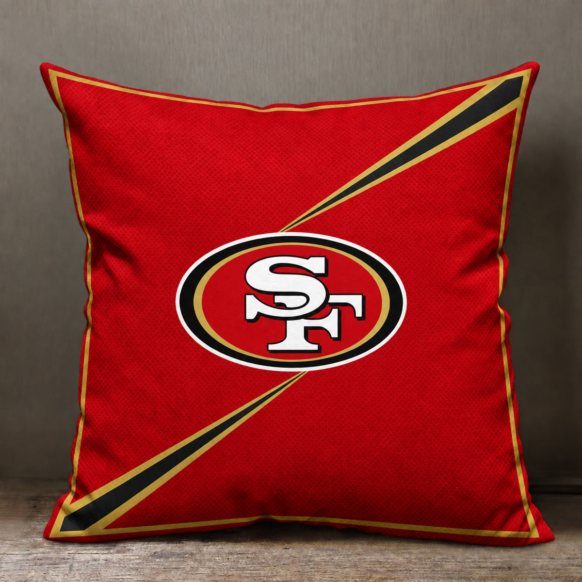 San Francisco 49ers sofa cushion cover showing the team graphic and patterned design