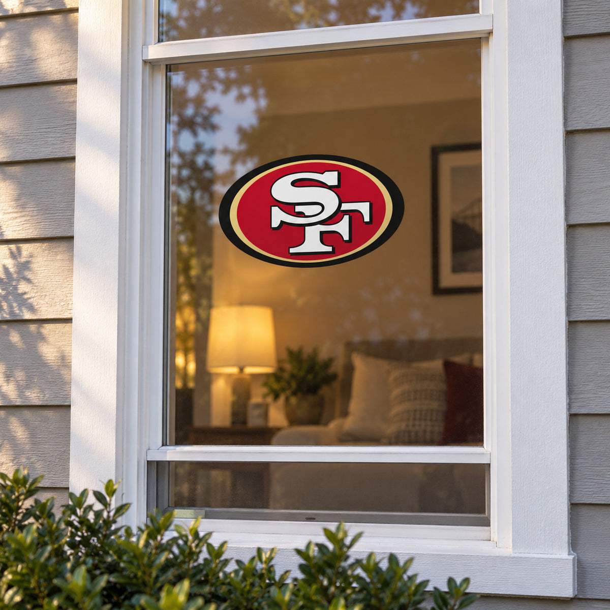 San Francisco 49ers decorative sticker displayed on a home window