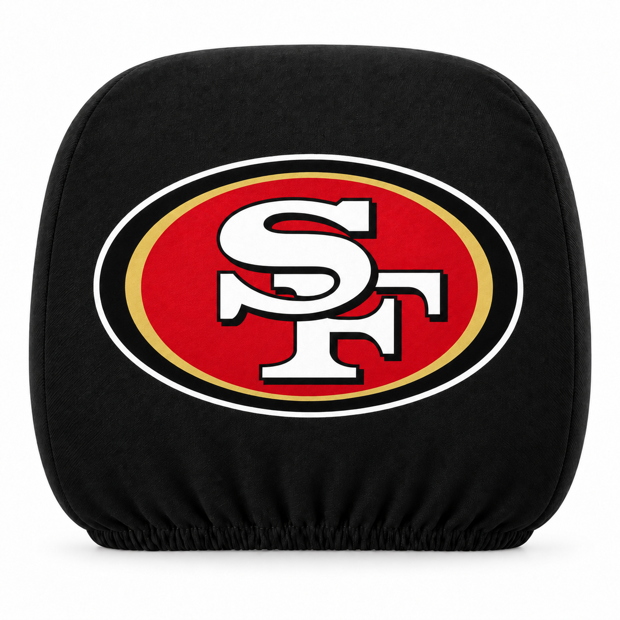 San Francisco 49ers car headrest cover, Style 1 logo design, white background