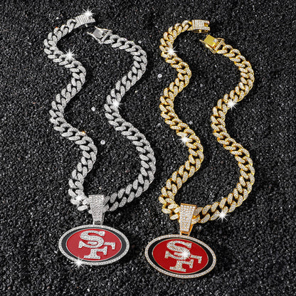 San Francisco 49ers necklace two-color set: one silver-tone and one gold-tone necklace