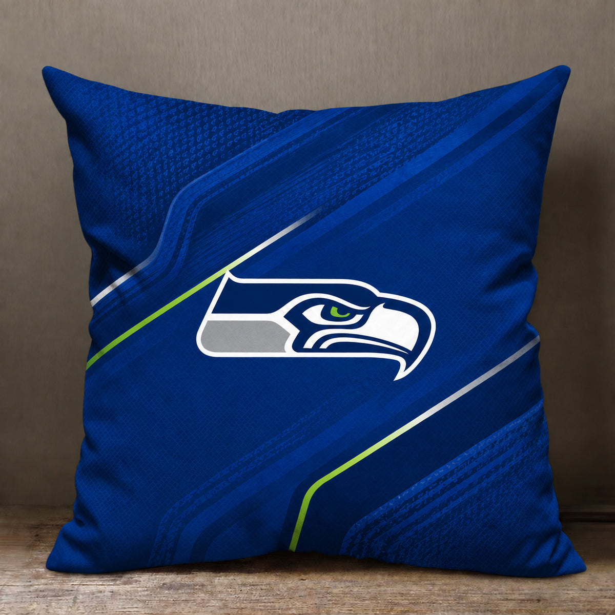 Seattle Seahawks sofa cushion cover showing the team graphic and patterned design