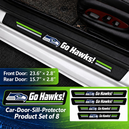 Seattle Seahawks car door sill protector strips — 2 sets of 8 pieces