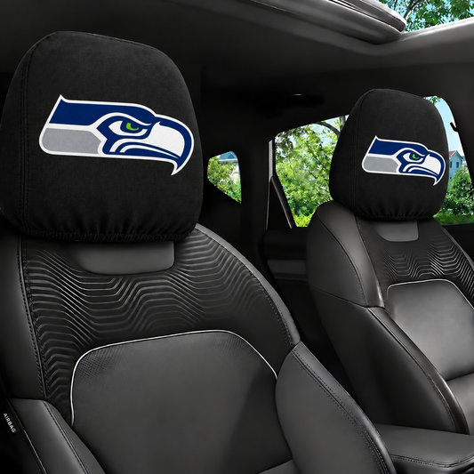 Seattle Seahawks car headrest cover, Style 1 logo design, installed in car