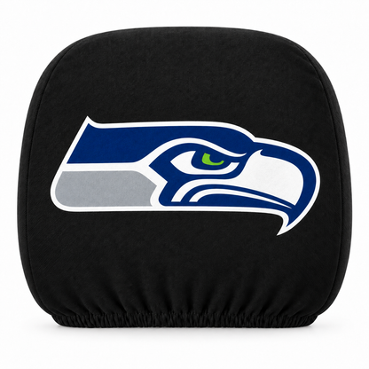 Seattle Seahawks car headrest cover, Style 1 logo design, white background