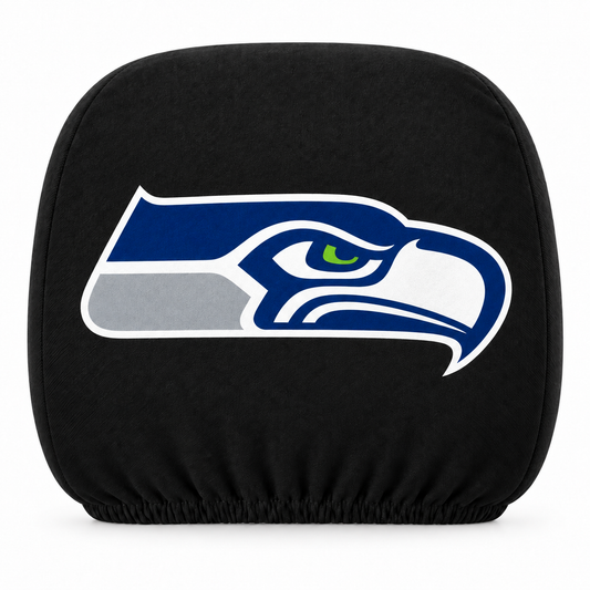 Seattle Seahawks car headrest cover, Style 1 logo design, white background