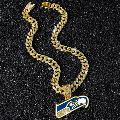 Seattle Seahawks gold-tone rhinestone necklace