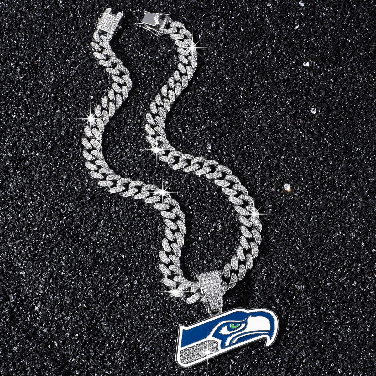 Seattle Seahawks silver-tone rhinestone necklace