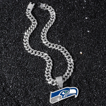 Seattle Seahawks silver-tone rhinestone necklace
