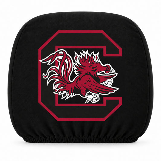 South Carolina Gamecocks car headrest cover, Style 1 team design, white background