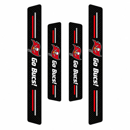 Tampa Bay Buccaneers car door sill protector strips — four-piece product layout