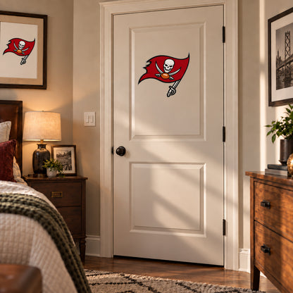 Tampa Bay Buccaneers decorative sticker displayed on an interior door