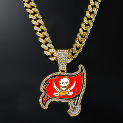 Tampa Bay Buccaneers gold-tone pendant close-up