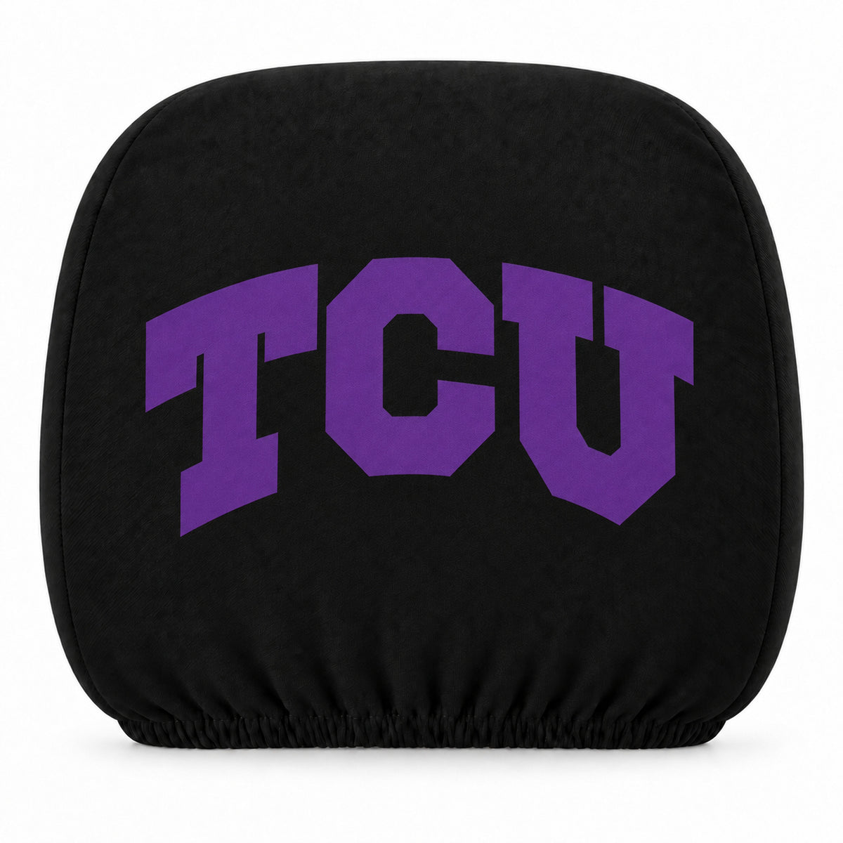 TCU Horned Frogs car headrest cover, Style 1 team design, white background