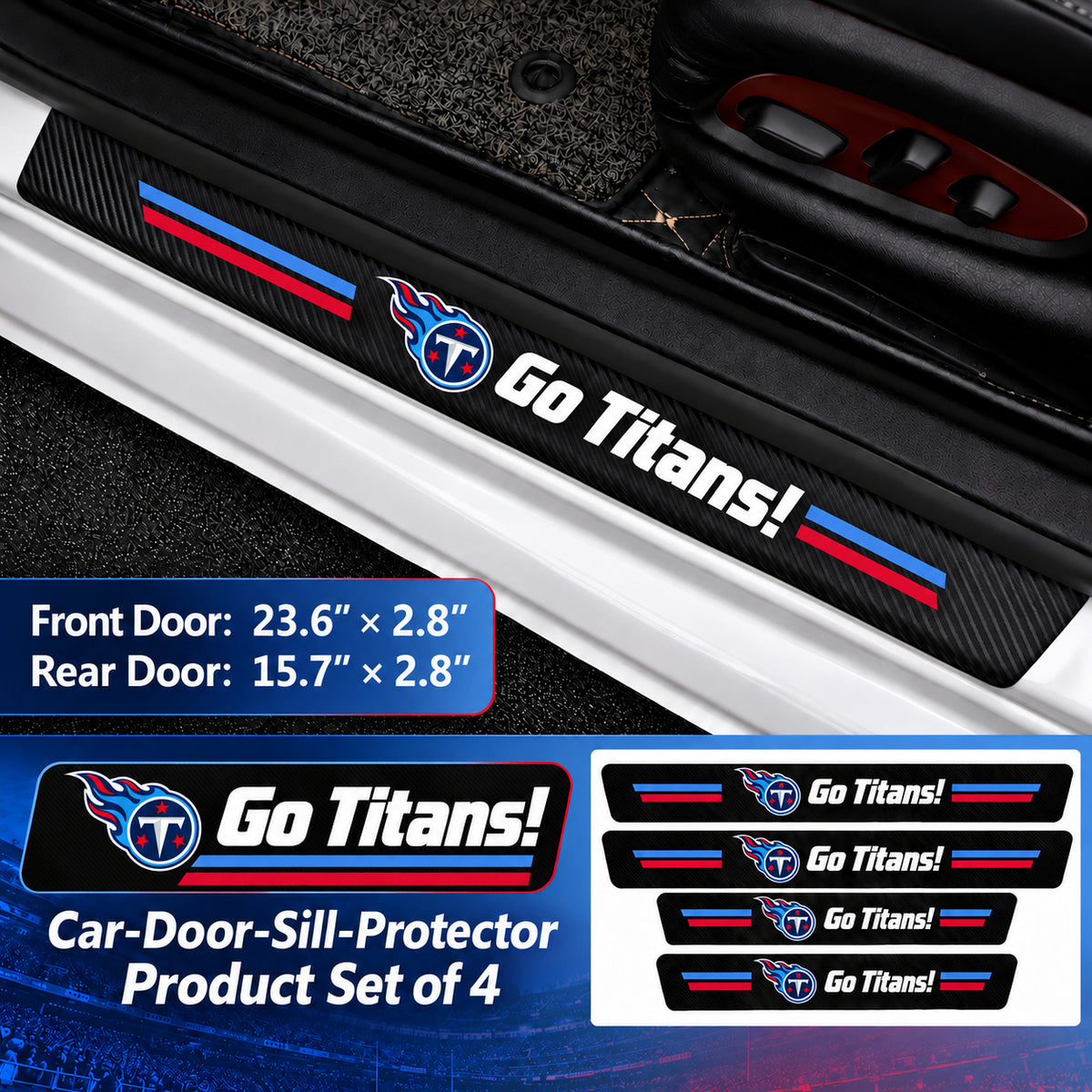 Tennessee Titans car door sill protector strips — 1 set of 4 pieces and dimensions