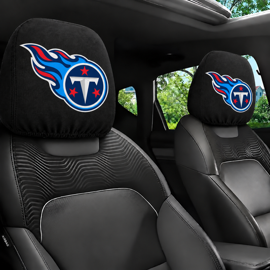 Tennessee Titans car headrest cover, Style 1 logo design, installed in car