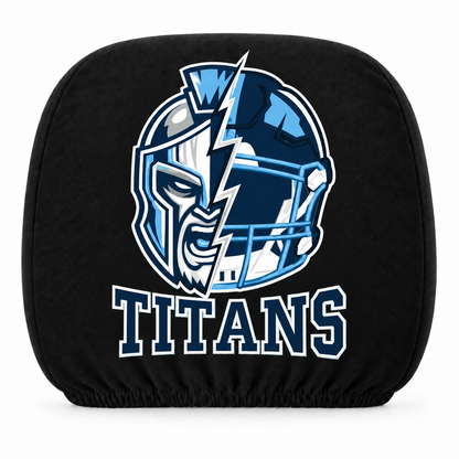 Tennessee Titans car headrest cover, Style 2 illustrated mascot design, white background