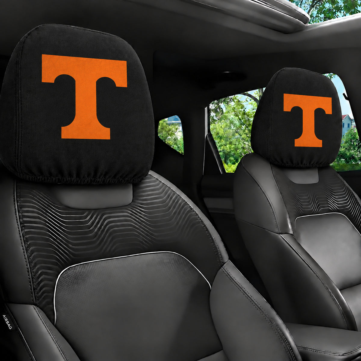 Tennessee Volunteers car headrest cover, Style 1 team design, installed in car