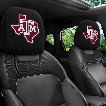 Texas A&M Aggies car headrest cover, Style 1 team design, installed in car