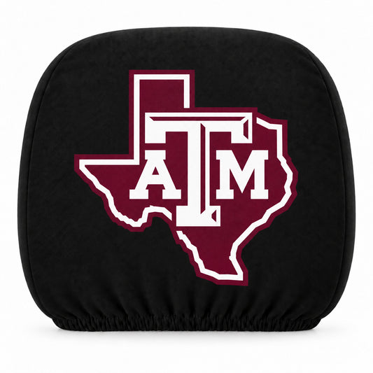 Texas A&M Aggies car headrest cover, Style 1 team design, white background