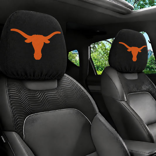 Texas Longhorns car headrest cover, Style 1 team design, installed in car