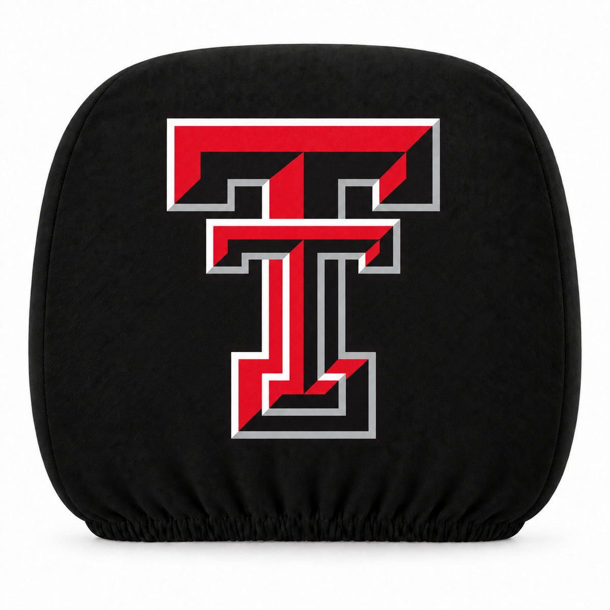 Texas Tech Red Raiders car headrest cover, Style 1 team design, white background