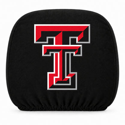 Texas Tech Red Raiders car headrest cover, Style 1 team design, white background