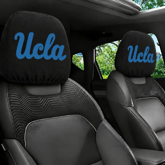 UCLA Bruins car headrest cover, Style 1 team design, installed in car