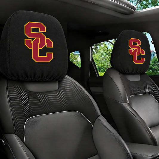 USC Trojans car headrest cover, Style 1 team design, installed in car