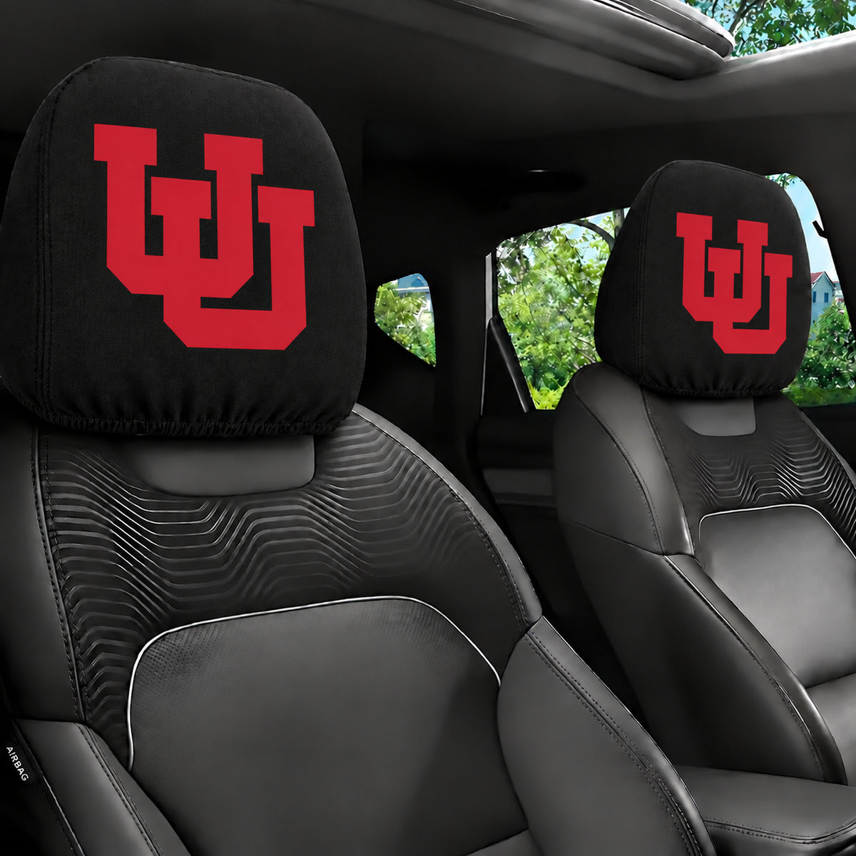 Utah Utes car headrest cover, Style 1 team design, installed in car