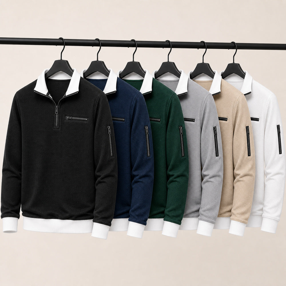 Vantage waffle quarter-zip utility polo color selection