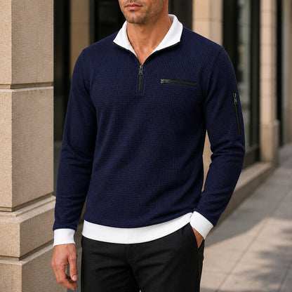 Vantage navy waffle quarter-zip utility polo street styling