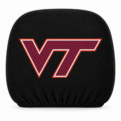 Virginia Tech Hokies car headrest cover, Style 1 team design, white background