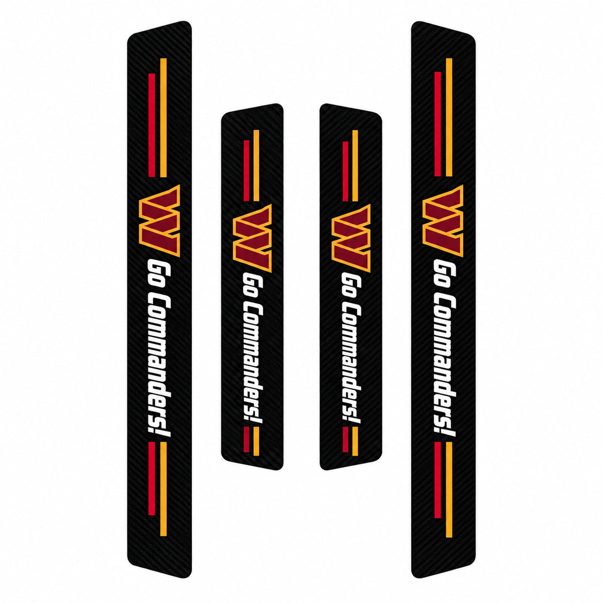 Washington Commanders car door sill protector strips — four-piece product layout