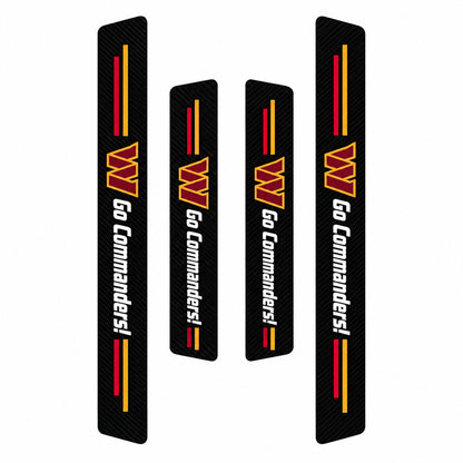 Washington Commanders car door sill protector strips — four-piece product layout