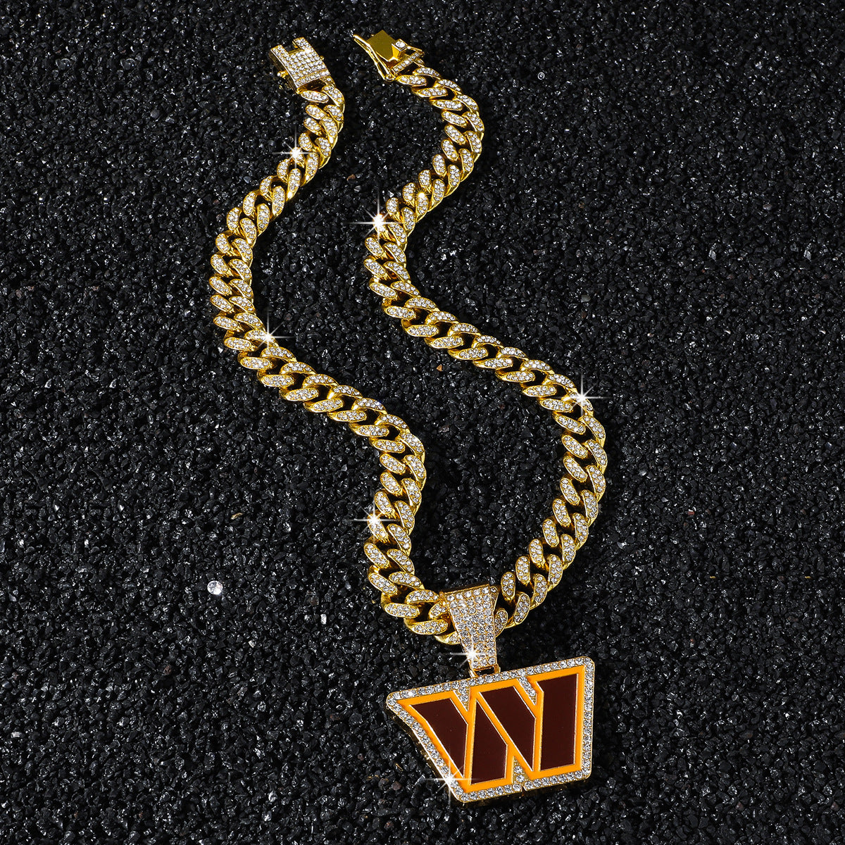 Washington Commanders gold-tone rhinestone necklace