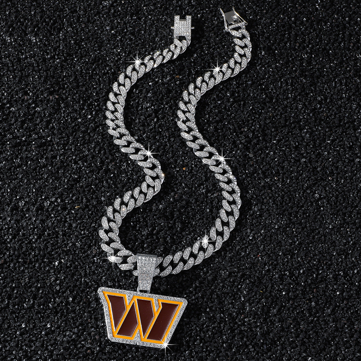 Washington Commanders silver-tone rhinestone necklace