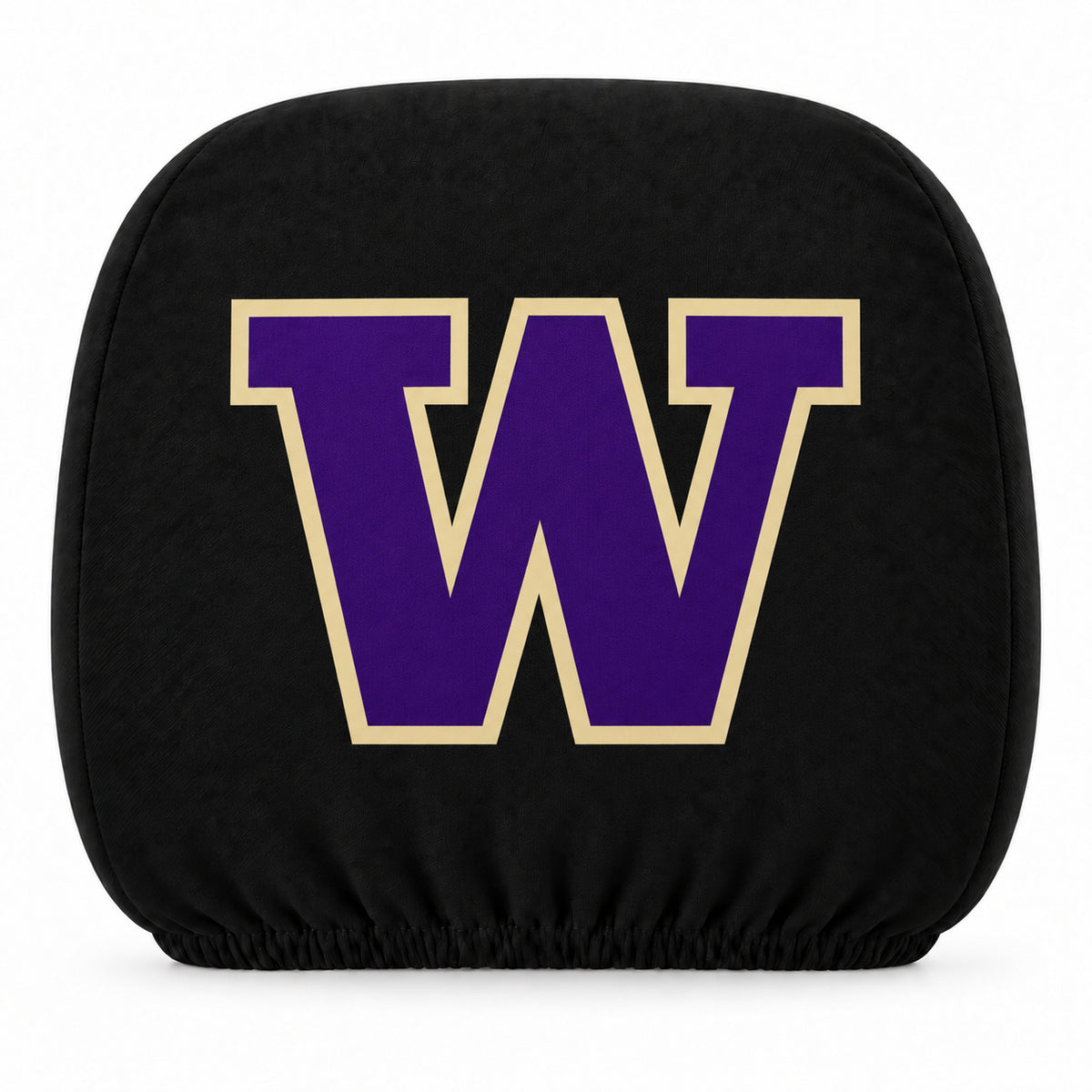 Washington Huskies car headrest cover, Style 1 team design, white background