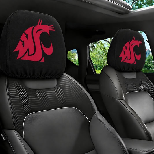 Washington State Cougars car headrest cover, Style 1 team design, installed in car