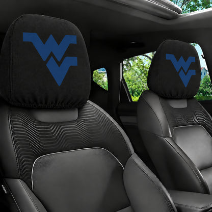 West Virginia Mountaineers car headrest cover, Style 1 team design, installed in car